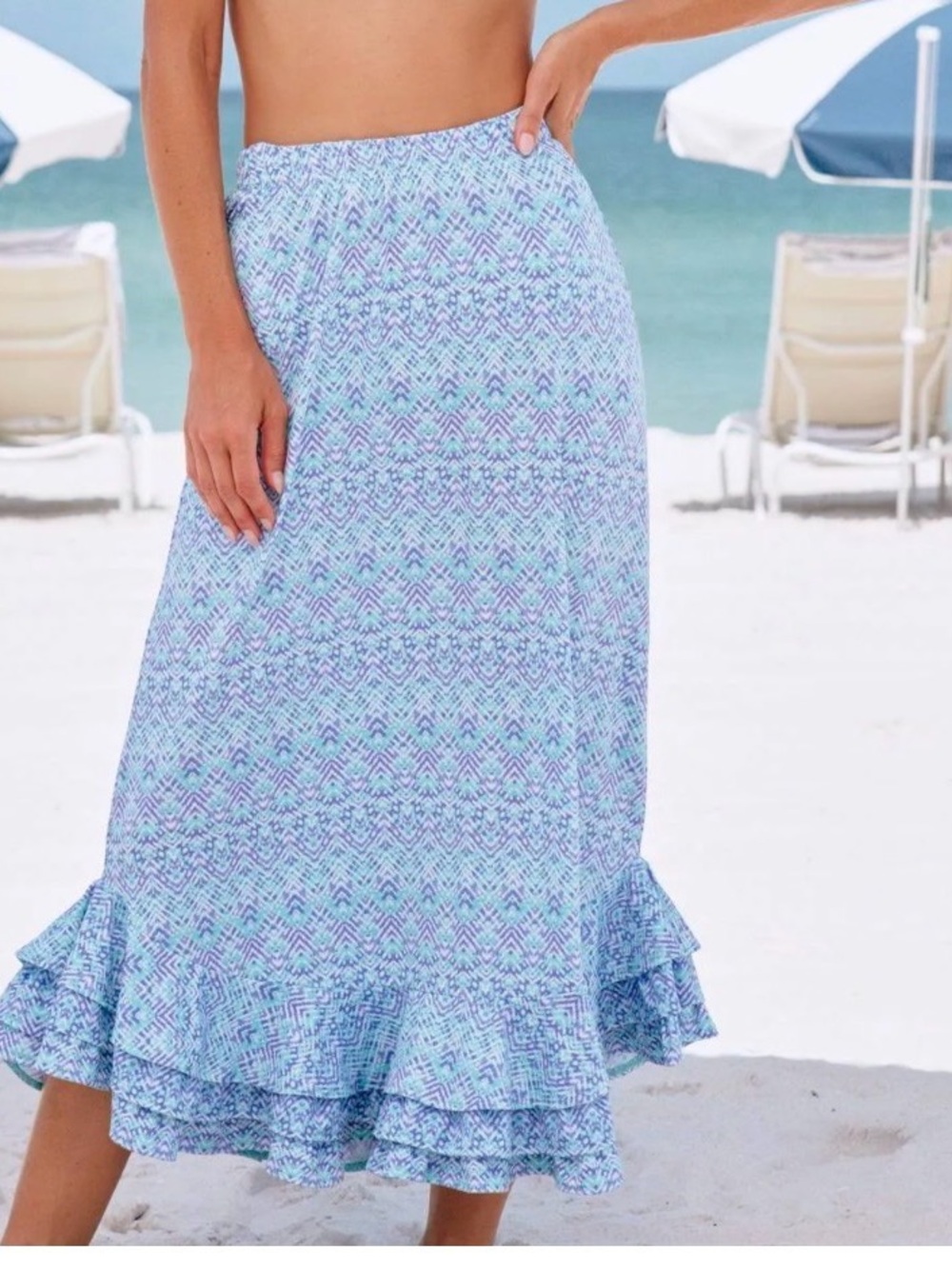 NWT Cabana Life Naples Ruffle Maxi Skirt Size Large